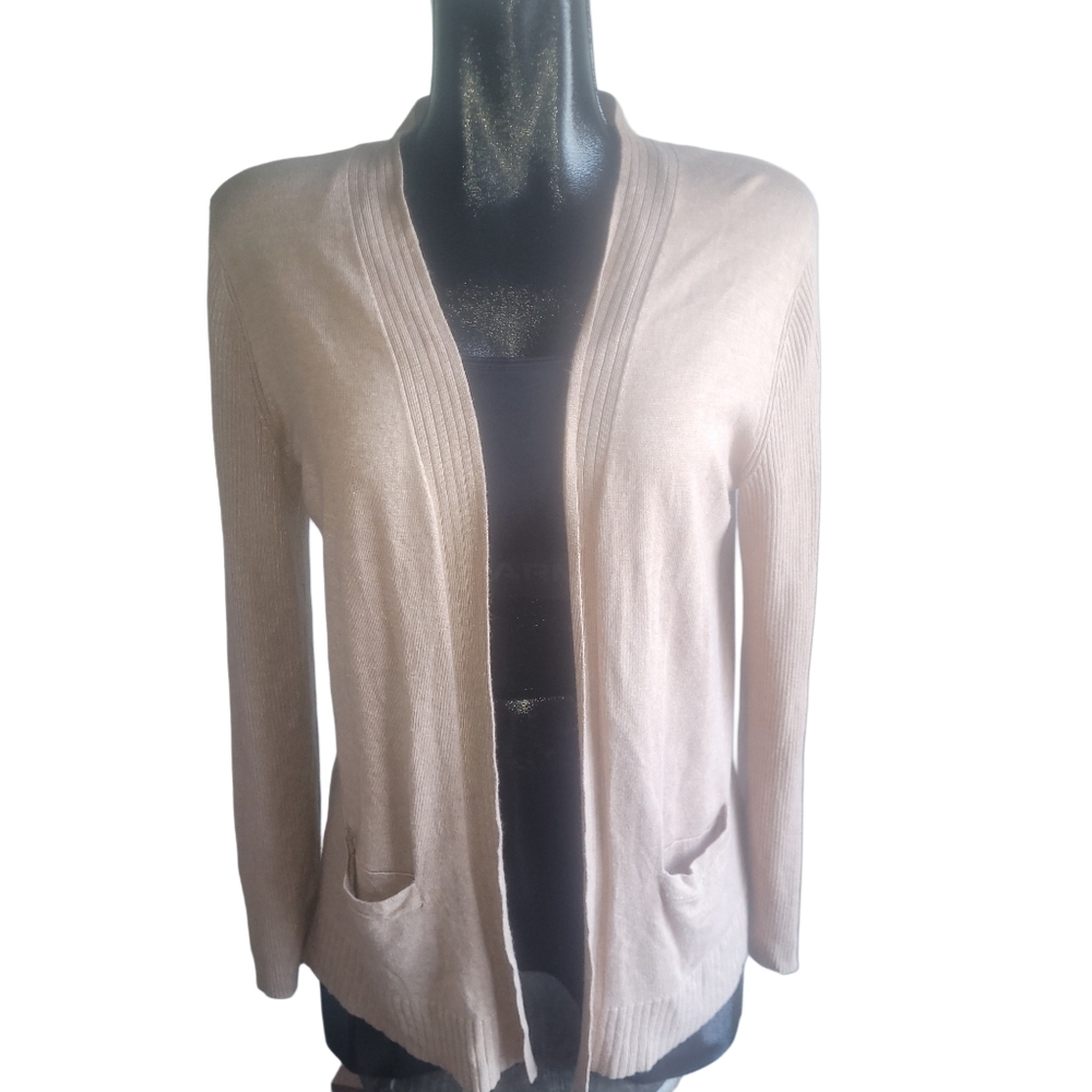 Jones New York Tan Open Front Cardigan Size M